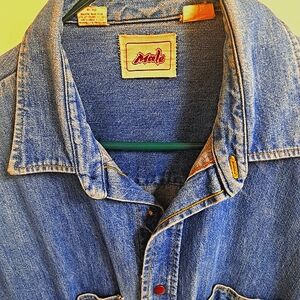 Vintage 1970s Denim Snap-button Shirt Men's Large